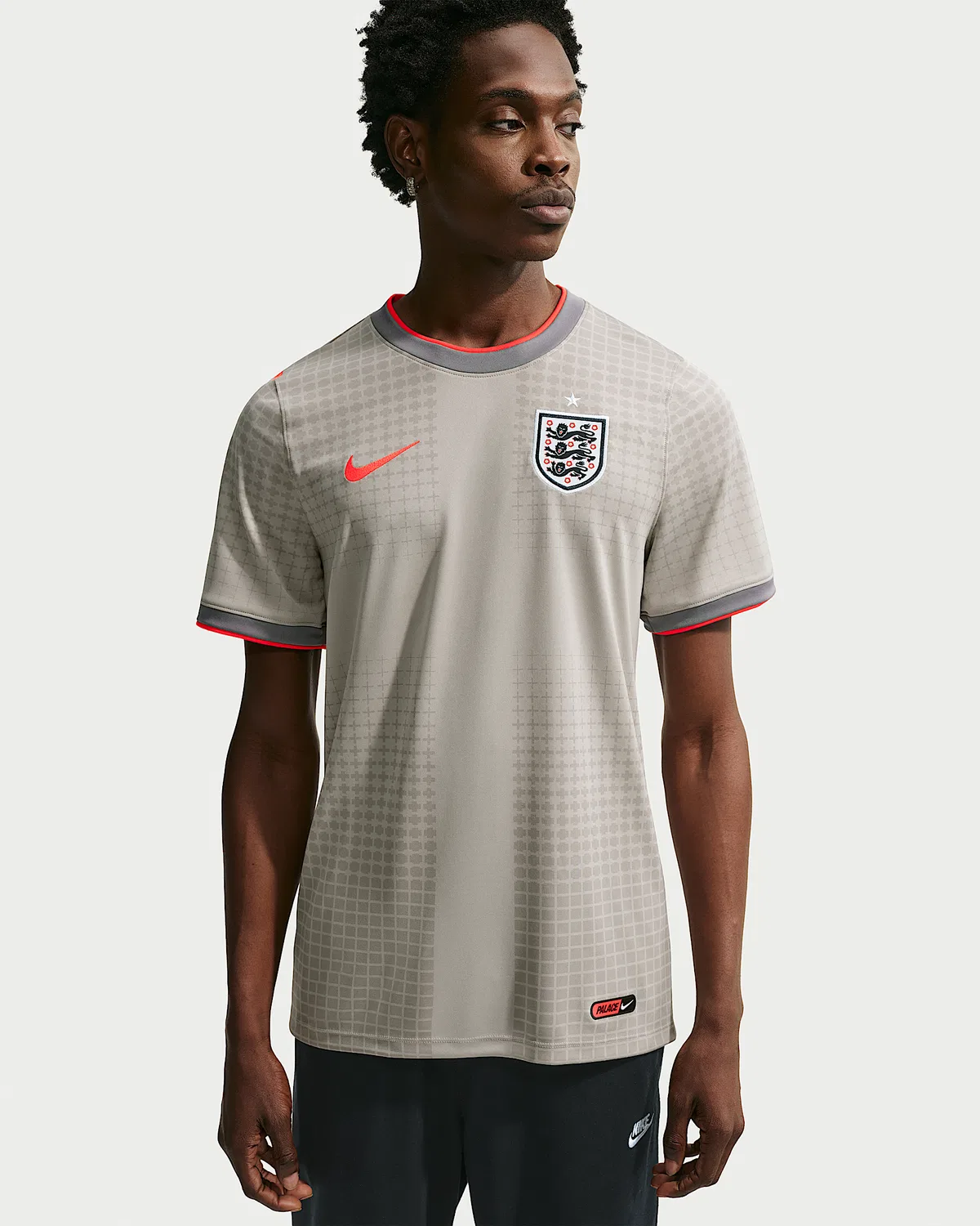 Мужская футболка Academy Pro с коротким рукавом Англия x Palace, Pewter Grey/Bright Crimson/Bright Crimson
