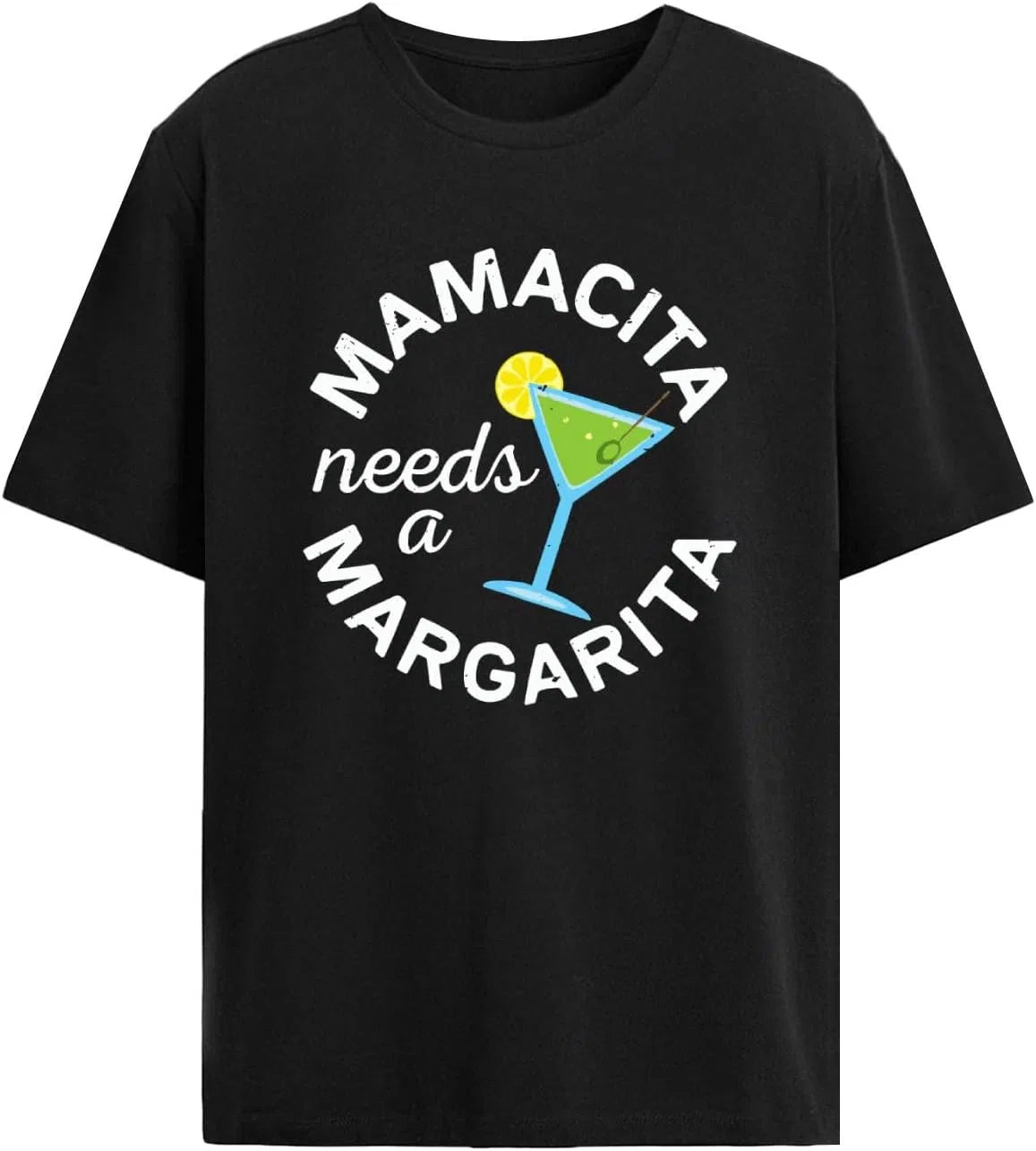 Футболка MamáCita Needd A Margarita для женщин, винтажный принт Generic, черный