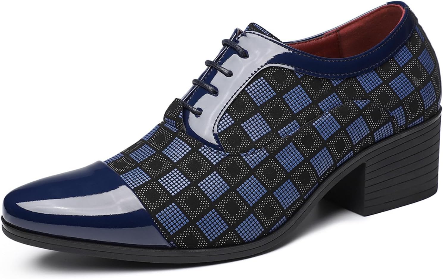 

Мужские туфли-оксфорды с узором из лакированной кожи на толстой подошве, с шнуровкой, уютные, с заплатками, заостренным носком, дерби для вечеринок, свадеб, официальных мероприятий и офисной работы Netehadi, синий