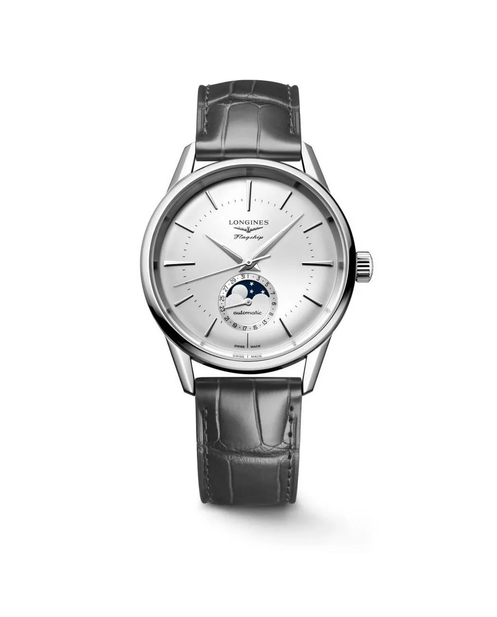 

Флагманские часы Heritage L48154722 с автоматическим механизмом, серые, стальные, мужские Longines, серый
