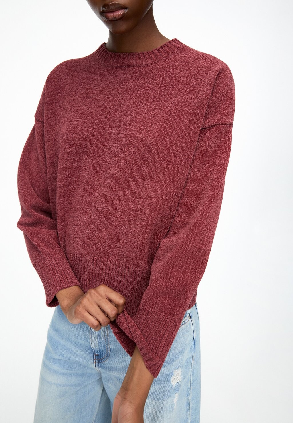 

Джемпер CHENILLE PULL&BEAR, темно-красный