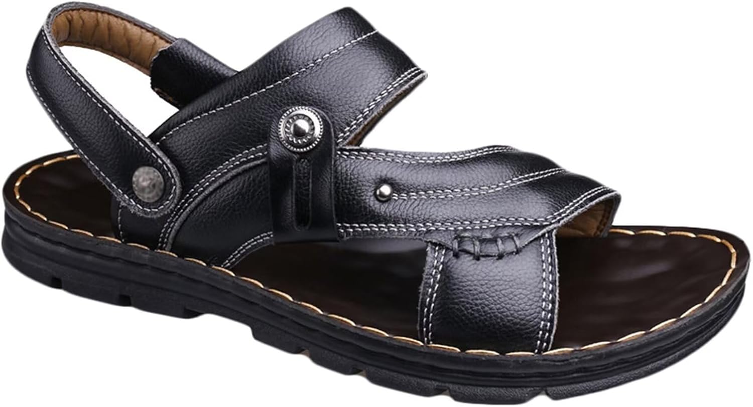 

Мужские сандалии HNVAVQ на открытом воздухе из кожи, пляжная обувь, сандалии-рыбака, черный