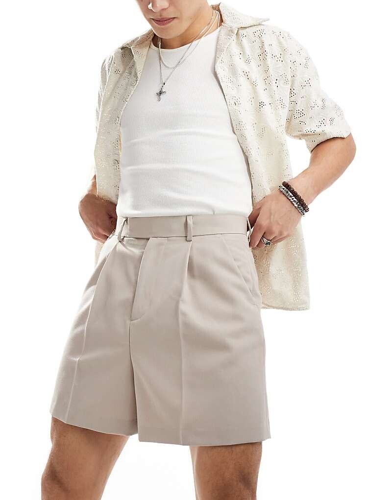

ASOS DESIGN – элегантные короткие шорты-бермуды каменно-бежевого цвета