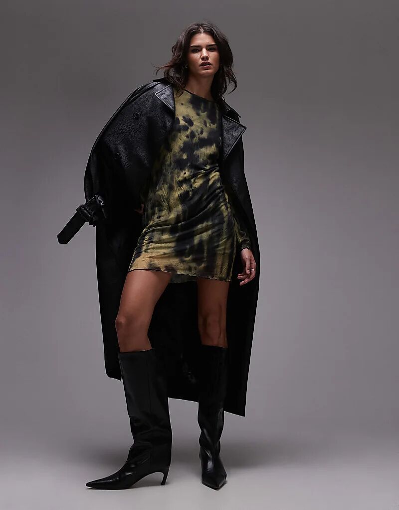

Мини-платье с мятым принтом Topshop