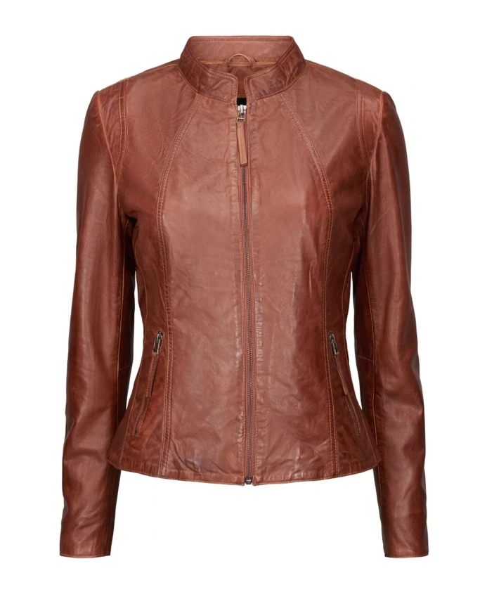 

Куртка с карманами на молнии на поясе, материал: кожа 10500 Btfcph, коричневый