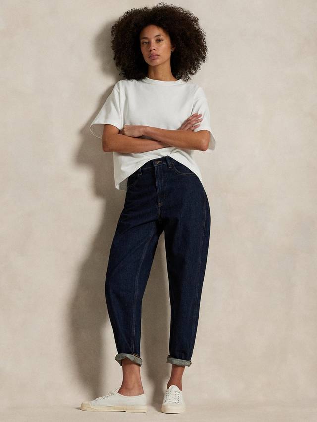 

Изогнутые зауженные джинсы до щиколоток Ralph Lauren, темно-синий