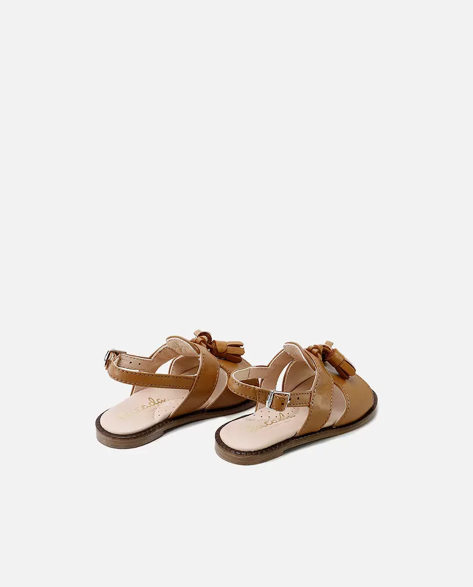 Унисекс открытые сандалии из кожи с кисточками Eli 1957, Camel — фото 2