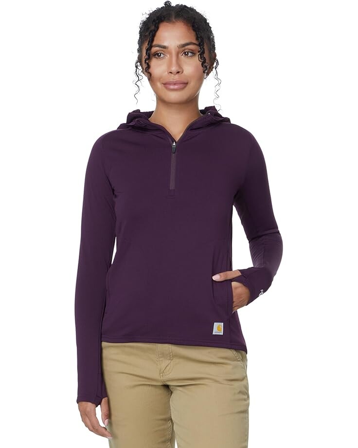 

Свитер Carhartt Force Relaxed Fit 1/2 Zip Hooded T-Shirt, цвет Eggplant