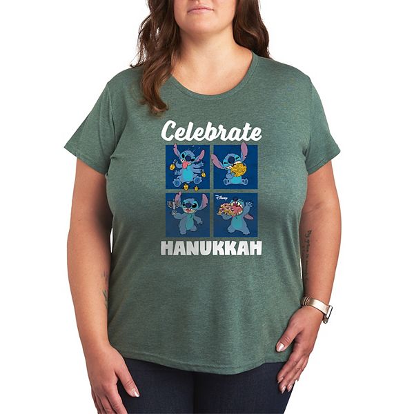 

Футболка Lilo & Stitch Celebrate Hanukkah Plus Size Disney, Heather Juniper