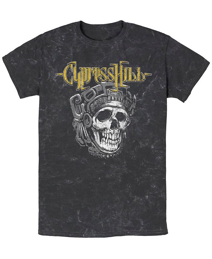 

Мужская футболка Cypress Hill Aztec Skull с короткими рукавами, минеральная стирка Fifth Sun, черный