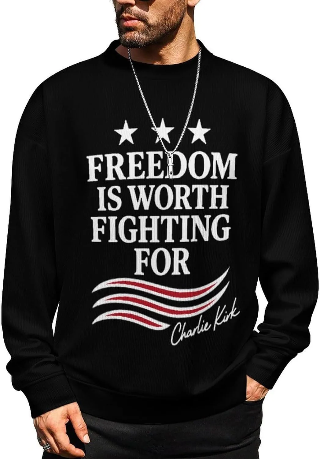 

Свитер Charlie Kirk мужской, свободный крой, длинный рукав CONGIRLBOON