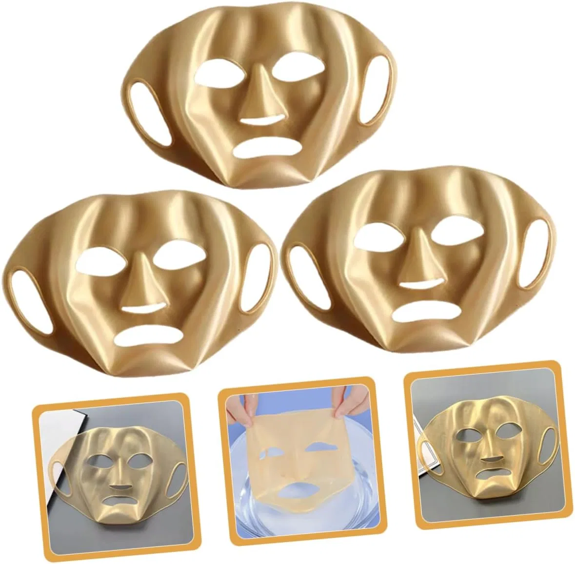 Маска для лица — Силиконовая 3D золотая, 60 г — фото 4