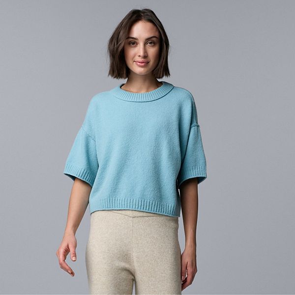 

Женский свитер с коротким рукавом из смесового кашемира Simply Vera Vera Wang, Mystic Gulf