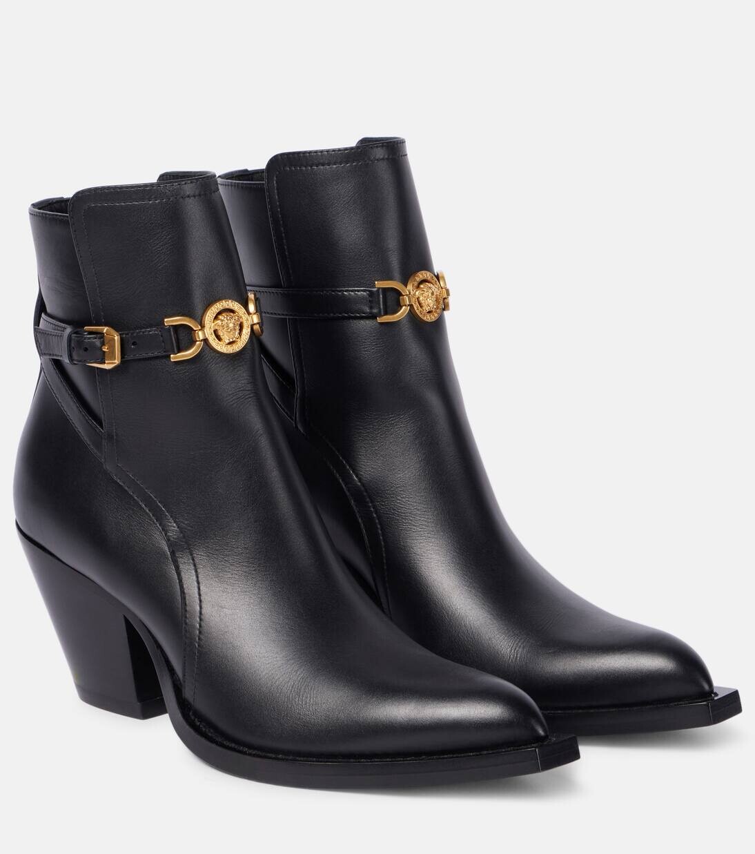 Ботильоны Medusa '95 из кожи Versace, цвет black-versace gold