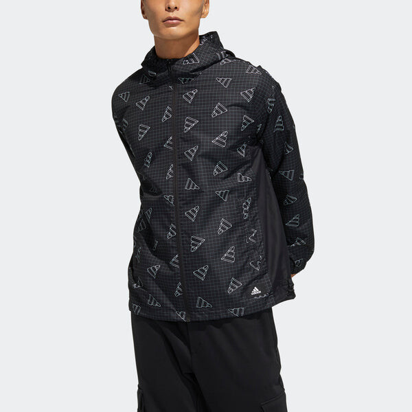 Куртка adidas Full Print Sports Loose Hooded Jacket Black, черный — фото 2