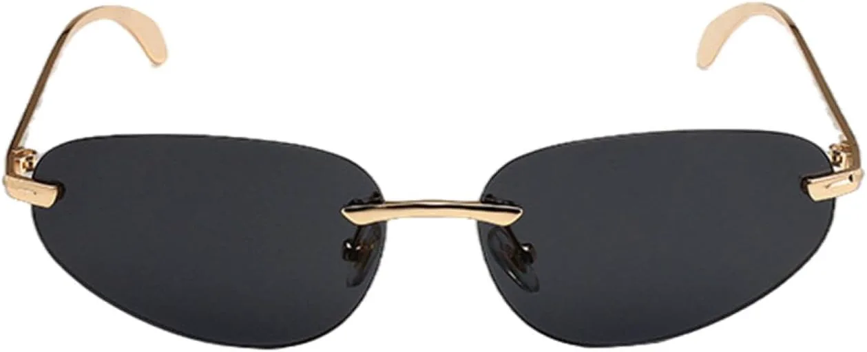 

Винтажные солнцезащитные очки без оправы с металлическими заклепками для женщин и мужчин в стиле панк, роскошные, с защитой от УФ-излучения UV400 TYUVIVO, Light Gray