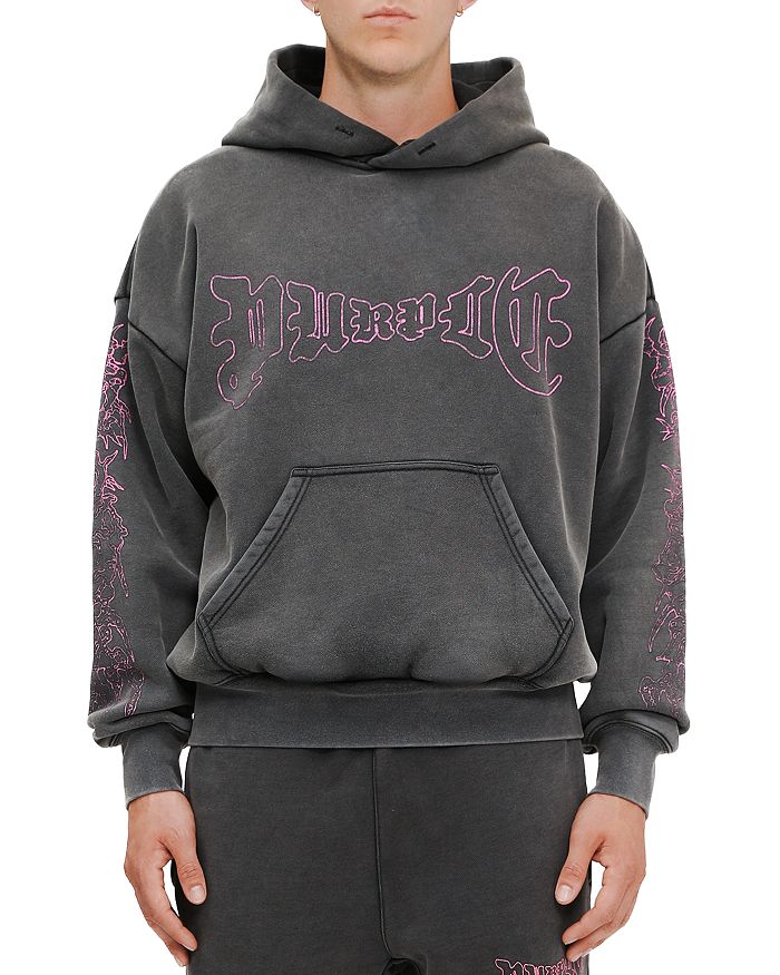 

Оверсайз худи с логотипом из флиса Purple Brand, черный