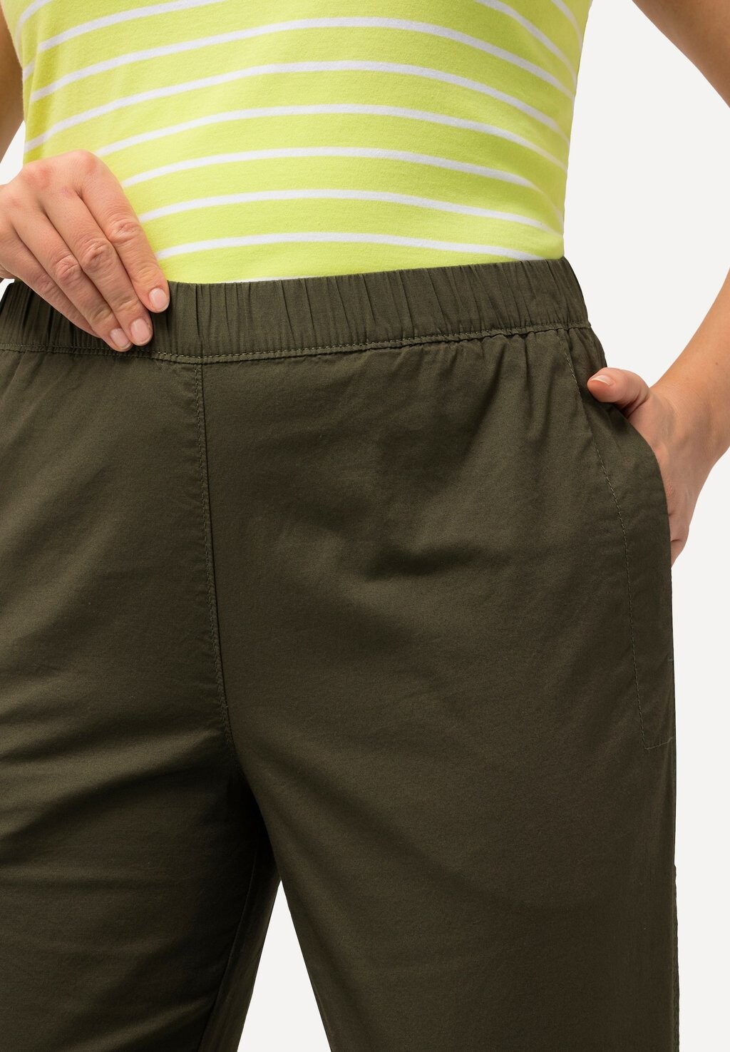 

Брюки 7/8 RUBY GENOUX PRÉFORMÉS JAMBES DROITES CEINTURE ÉLASTIQUE Ulla Popken, темно-зеленый