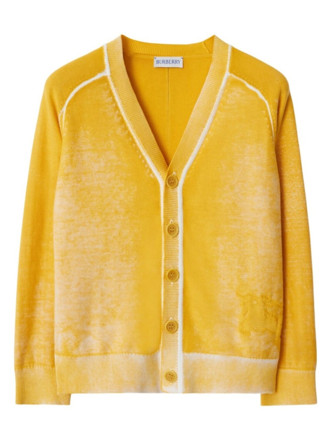 

Burberry Kids eKD хлопковый кардиган с V-образным вырезом, желтый