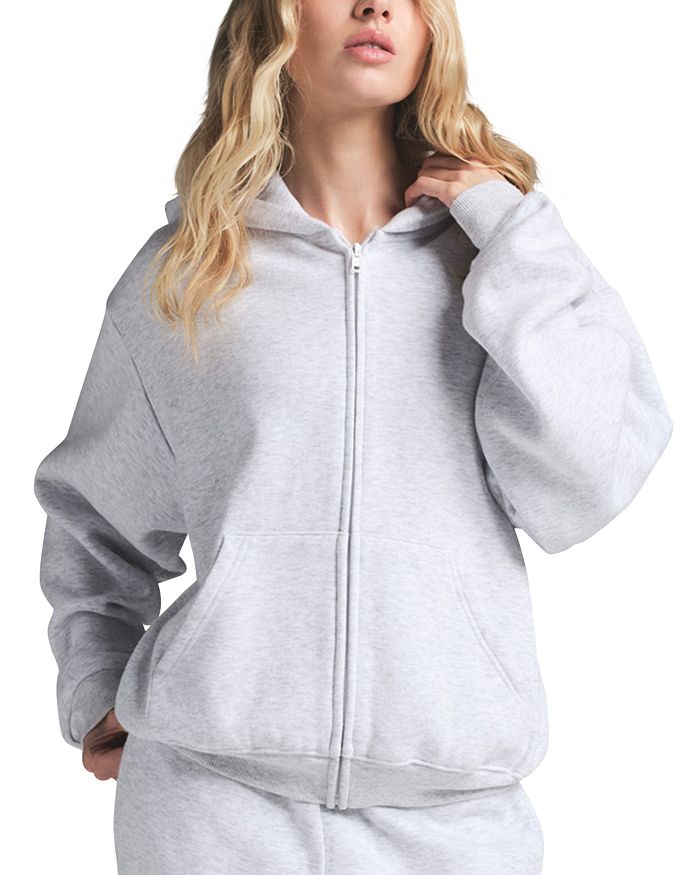 

Флисовая толстовка с молнией Cotton Fleece Full Zip Hoodie SKIMS, серый
