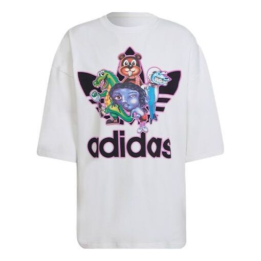 

Футболка men's originals x kerwin frost crossover cartoon printing loose round neck short sleeve white t-shirt Adidas, мультиколор