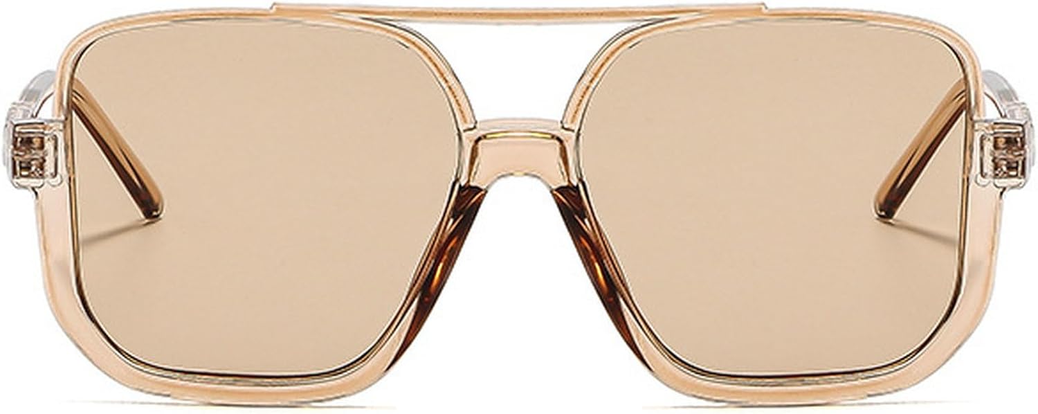 

Солнцезащитные очки в стиле ретро с большой полуободковой оправой для женщин и мужчин, цвет шампанского, дизайнерские солнцезащитные очки-пилот в стиле 70-х для женщин mincl, Champagne