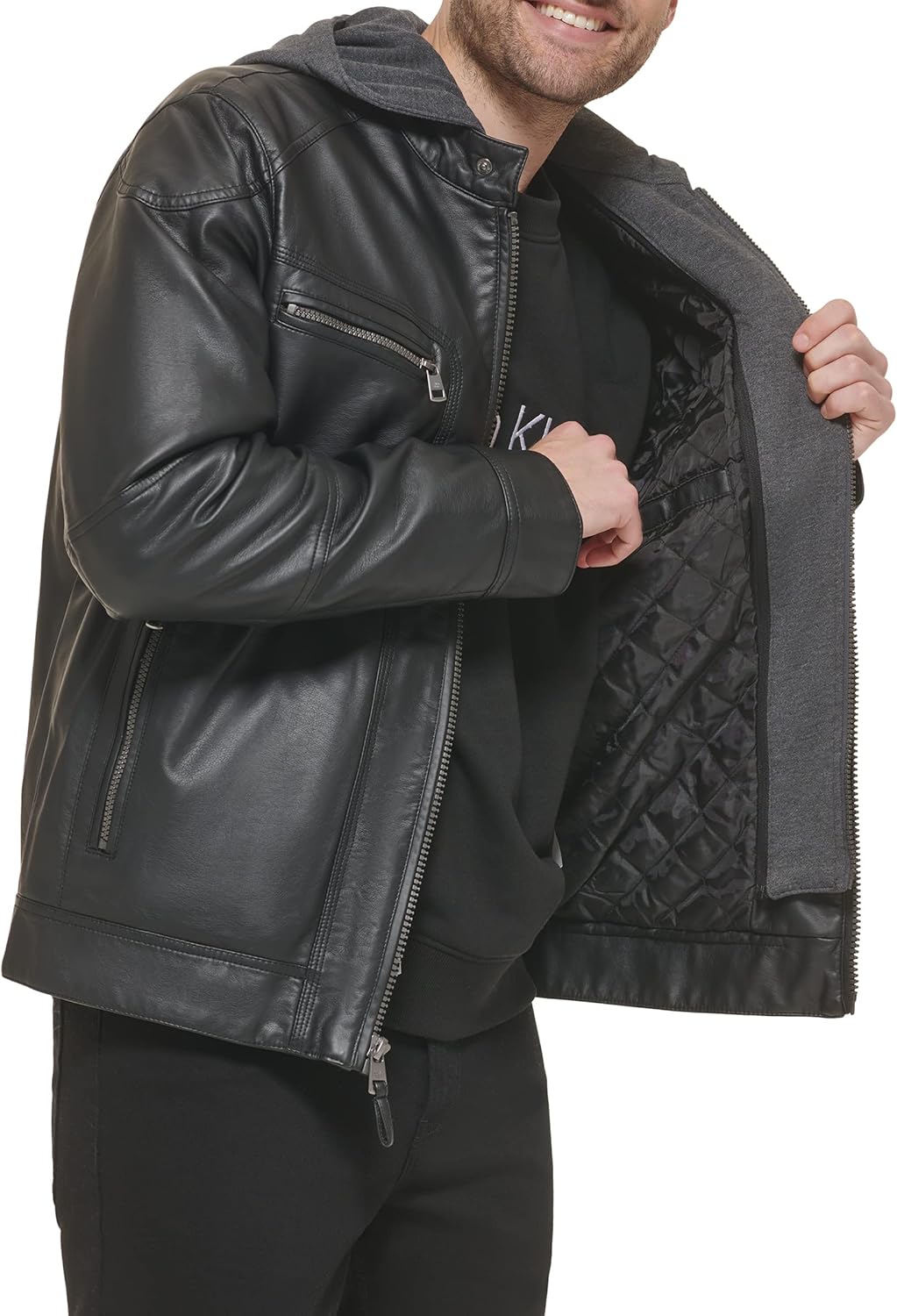 Мужская мотоциклетная куртка Calvin Klein со съемной толстовкой, Moto Black — фото 2