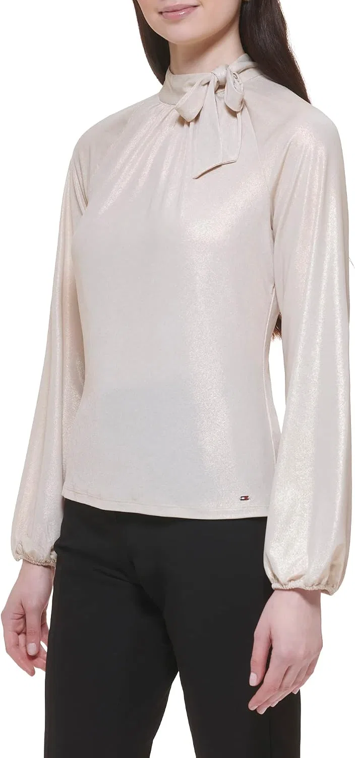 Блуза, длинный рукав, Work Top Dressy Blouse Knit Top, Tommy Hilfiger, мариголд — фото 4
