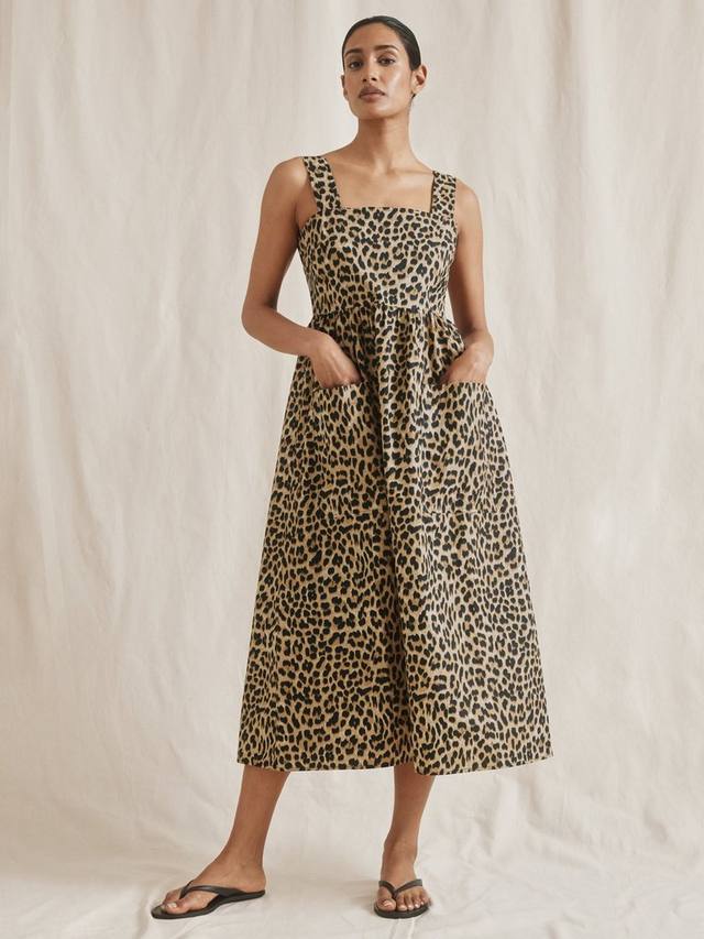 

Платье-сарафан из чистой органической хлопковой ткани с принтом "animal print" Albaray, Brown/Multi