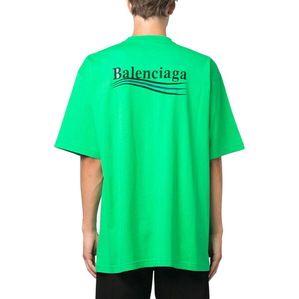 Футболка political campaign t-shirt large fit 'green black blue' Balenciaga, черный — фото 4