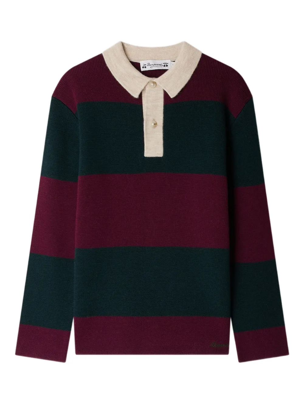 

Полосатый свитер с воротником поло Bonpoint, красный