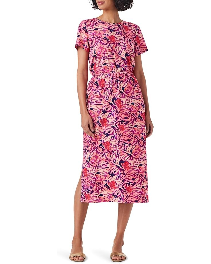 

Платье NIC+ZOE Blurred Floral SS Side Slit Midi, цвет Pink Multi