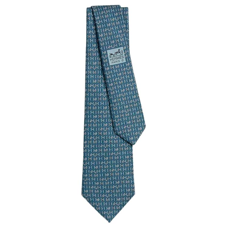 

HERMES Мужской синий галстук из шелка тутового шелкопряда, Blue