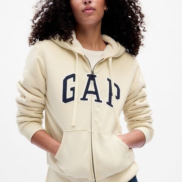 

Толстовка с капюшоном и подкладкой из шерпы Gap, бежевый