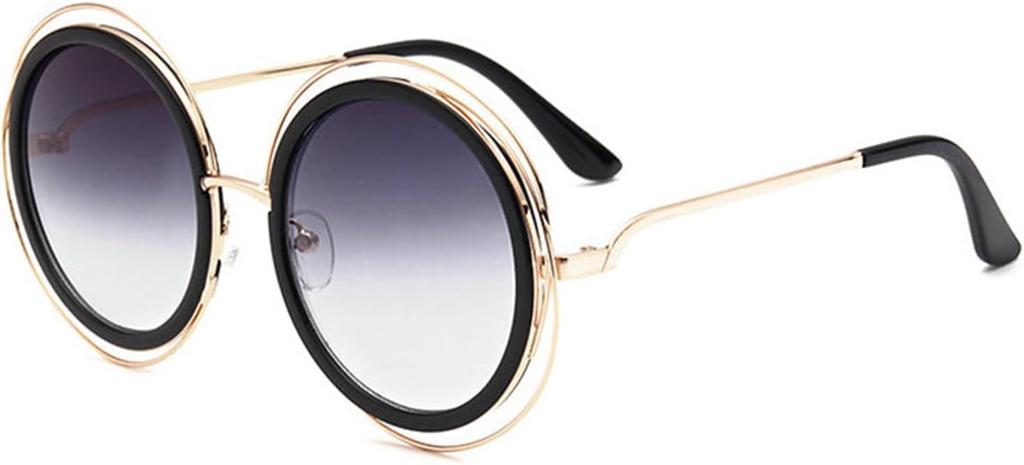 

Willochra Модные металлические солнцезащитные очки с двойной круглой оправой и проволочным каркасом, большие круглые солнцезащитные очки для женщин, роскошные солнцезащитные очки с градиентным переходом цвета, C1