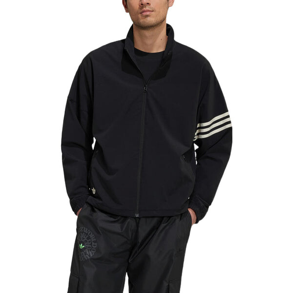 Куртка Men's adidas originals Logo Printing Pattern Stripe Stand Collar Zipper Jacket Black, черный — фото 2