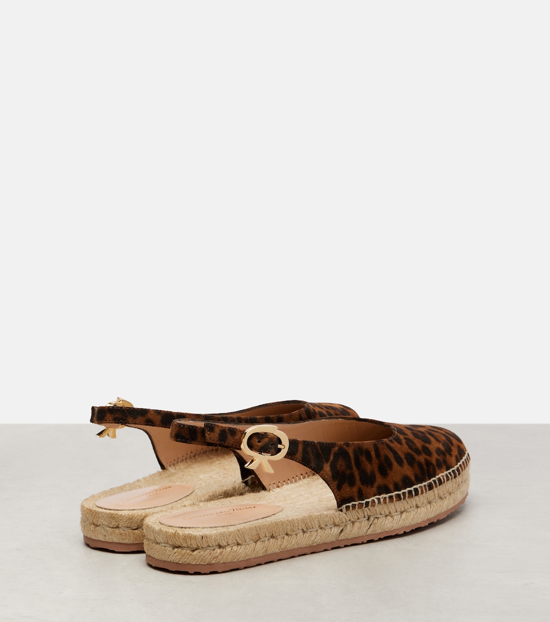 Паз замшевые сланцы на шлейках с эспадрильями Gianvito Rossi, Leopard Print+Naturale — фото 2