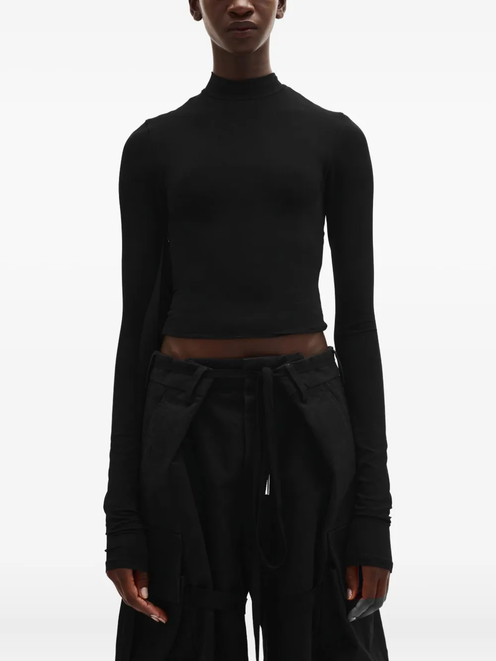 

Укороченный топ Wivan с длинными рукавами Ann Demeulemeester, черный