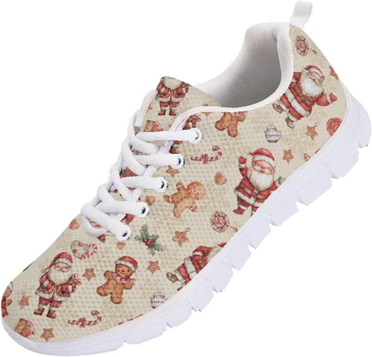 

Кроссовки Forchrinse для мужчин и женщин, комфортные, на шнуровке, для ходьбы и спорта, легкие спортивные ботинки, Santa Claus Design