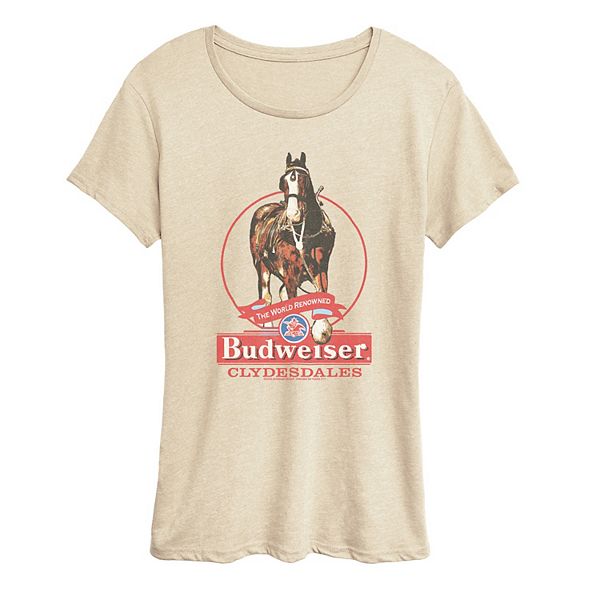 

Женская футболка с принтом Budweiser Clydesdales Licensed Character, Beige