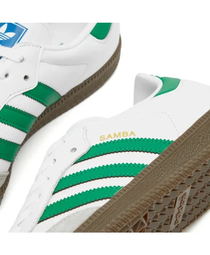 Самба и бело-зеленые кроссовки Adidas Originals, белый — фото 3