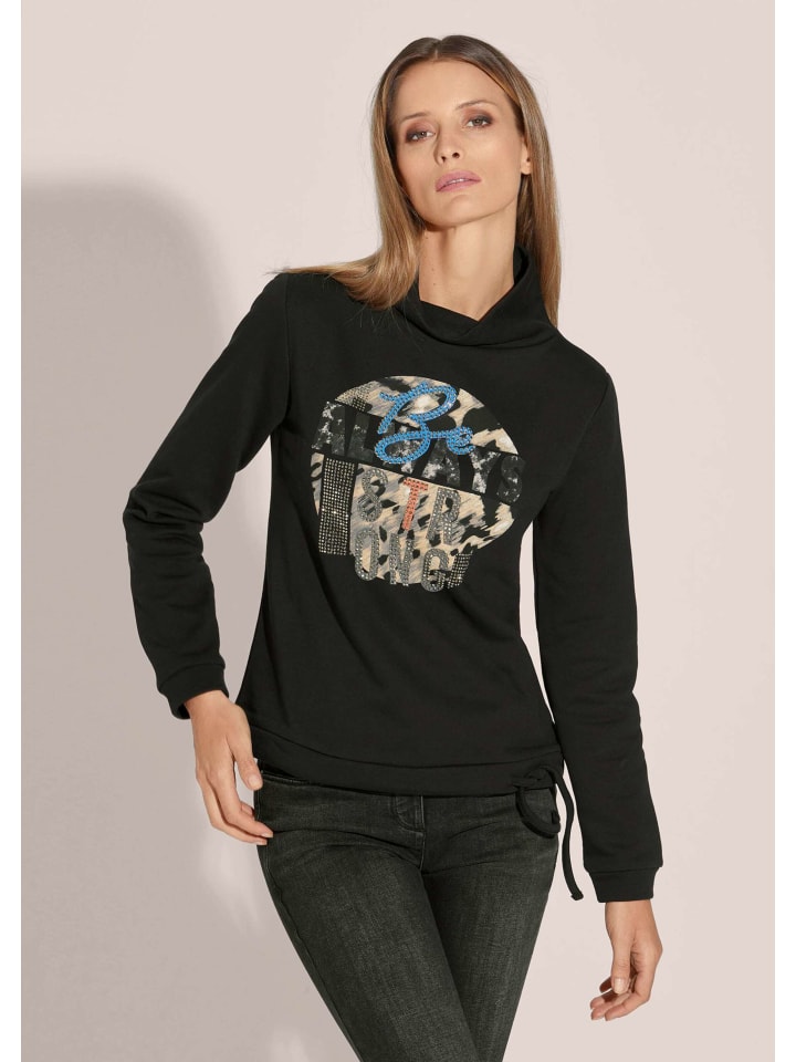 

MADELEINE Толстовка с принтом и глянцевыми черными акцентами, Черный, MADELEINE Толстовка с принтом и глянцевыми черными акцентами