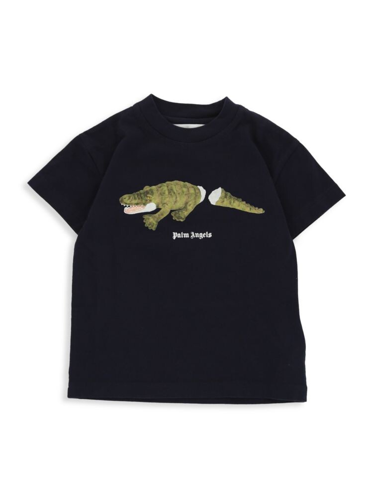 

Футболка Little Boy's & Boy's с логотипом под крокодила Palm Angels, темно-зеленый