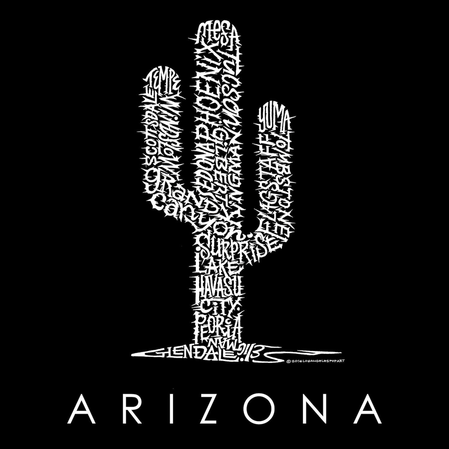 

Arizona Cities — мужская футболка премиум-класса с рисунком Word Art LA Pop Art, черный