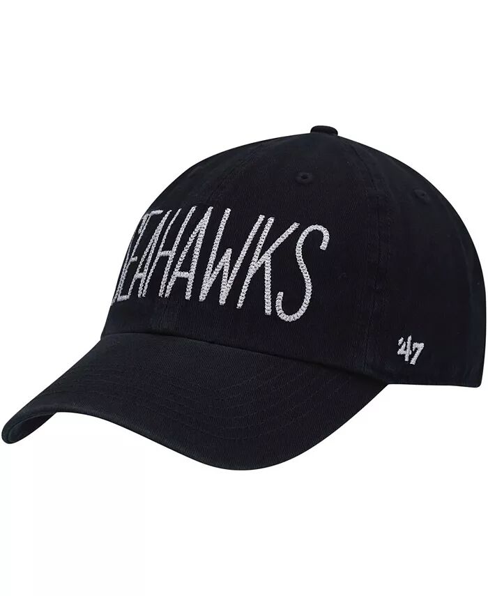 

Женская черная шапка Seattle Seahawks Shimmer Text Clean Up Adjustable '47 Brand