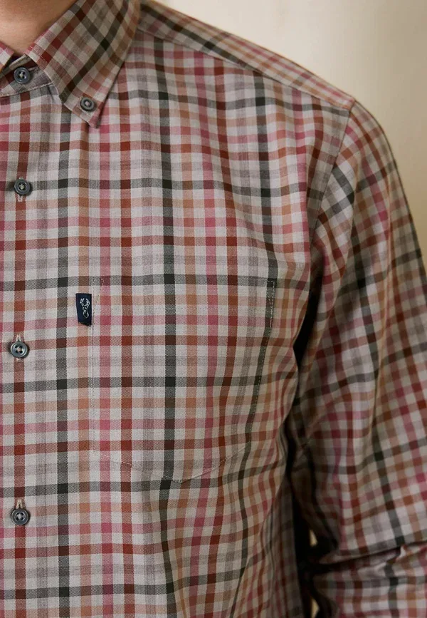 Рубашка Next Easy Iron Button Down Oxford Shirt, нейтральный розовый гингам — фото 3