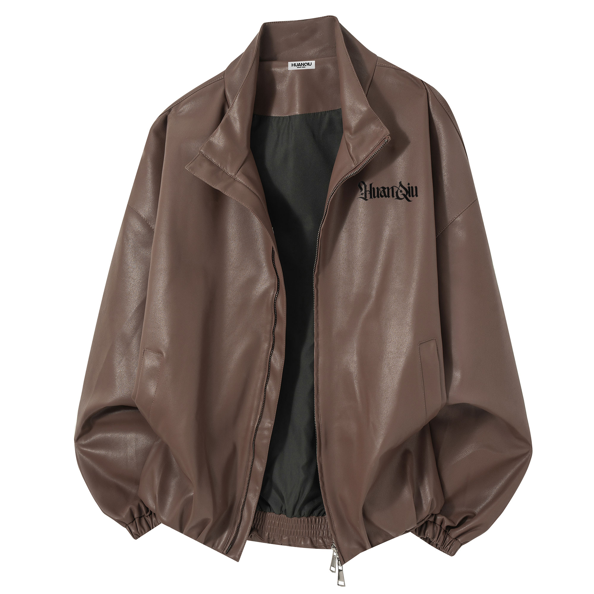 

Кожаная куртка Unisex Stand Collar Moderate HUANQIU, coffee