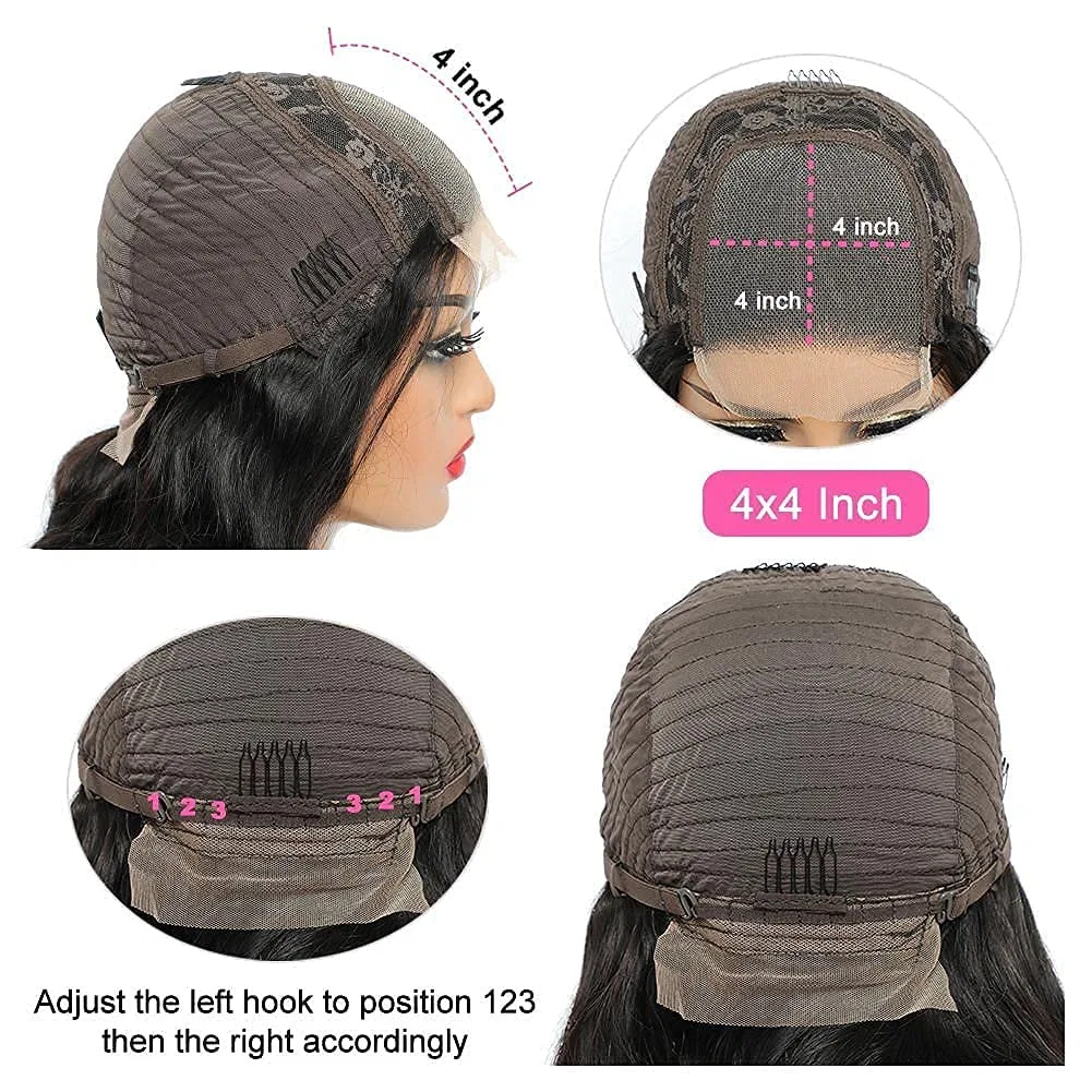 Парик из натуральных волос Body Wave 4x4 Lace Front 16 дюймов от TOOCCI Toocci — фото 4