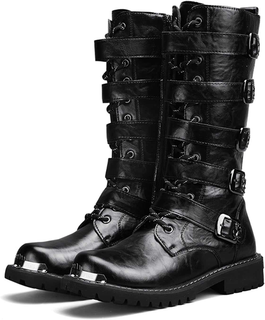 

Мужские водонепроницаемые байкерские мотоциклетные ботинки CHUUMEE с боковой молнией, износостойкие, панк-рок, с металлическим носком, ковбойские, вестерн, тактические армейские, черный