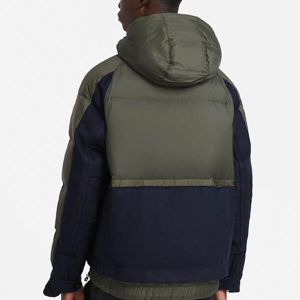 Куртка x sacai sports loose splicing hooded down jacket 'olive green' Nike, зеленый — фото 4